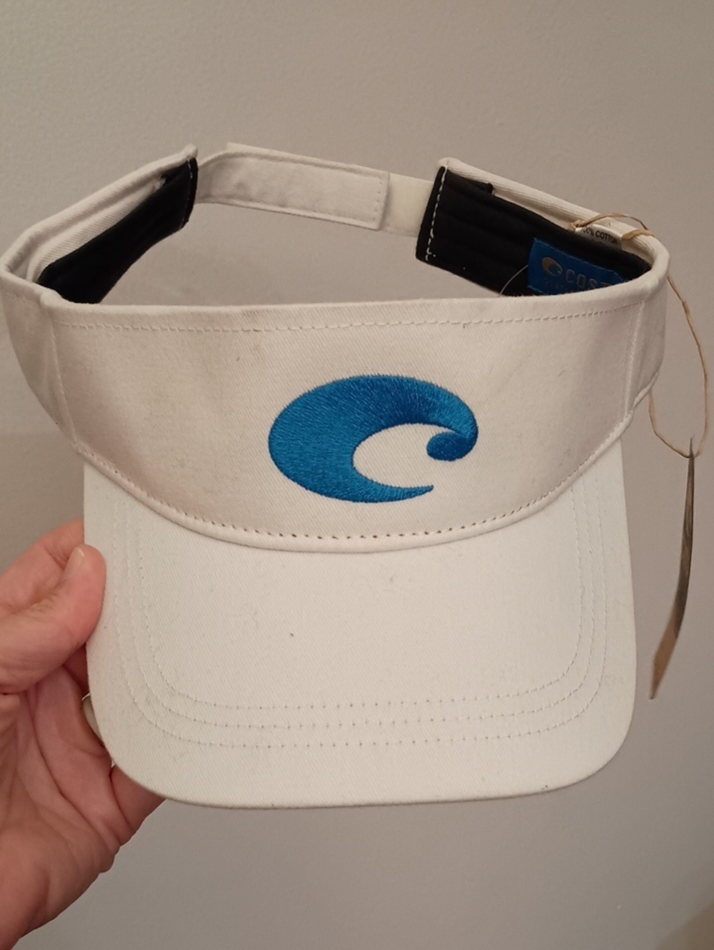 Costa White Visor with Blue Wave Logo